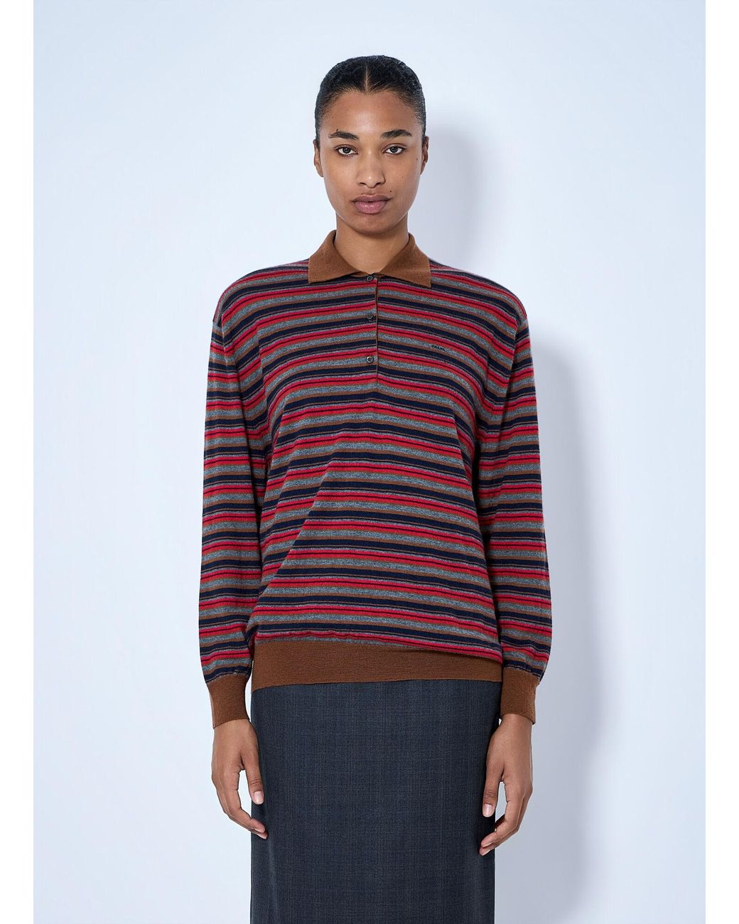 Prada Red Striped Polo Sweater