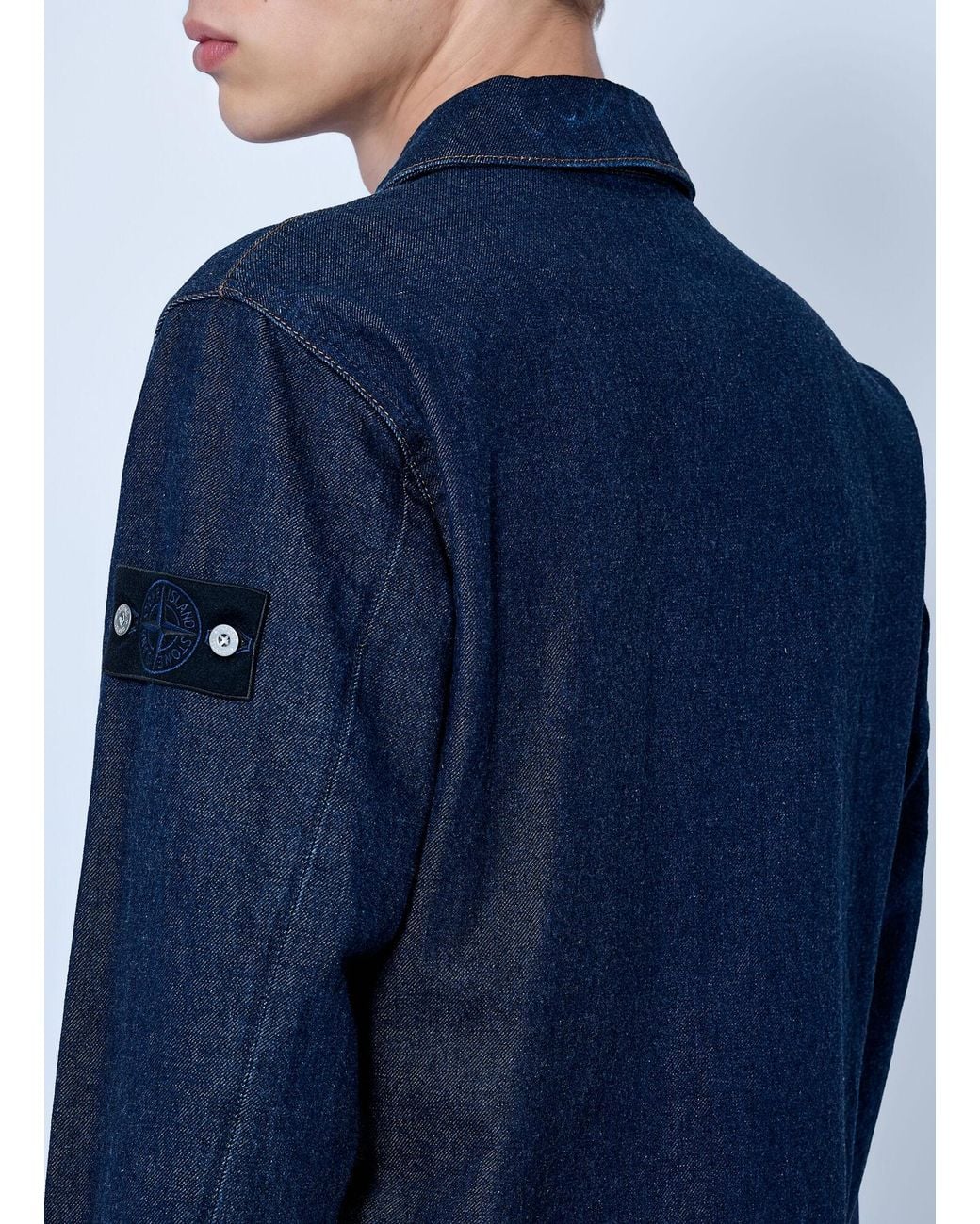 Stone Island Blue Denim Shirt Jacket for men