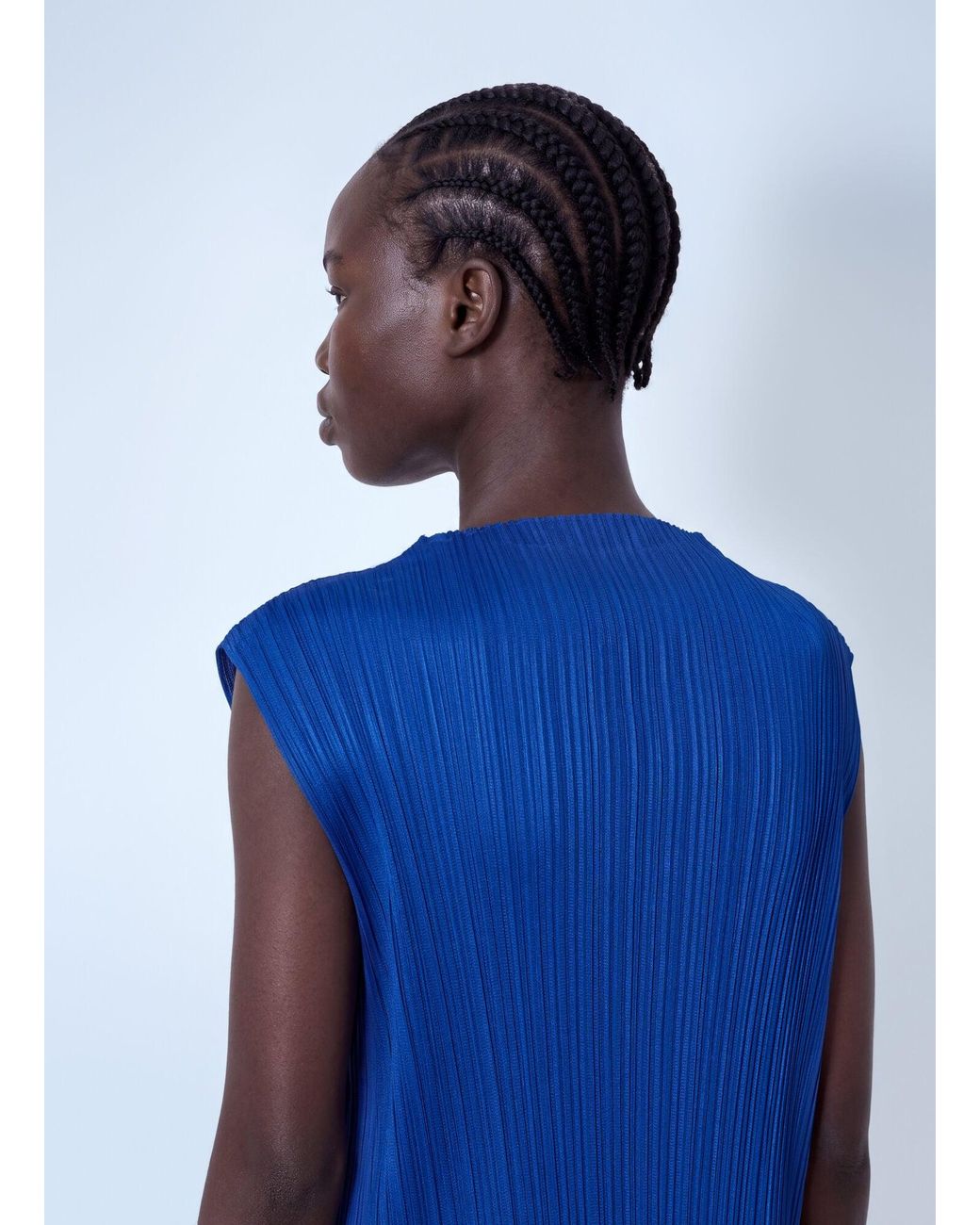 Pleats Please Issey Miyake Blue July Pleated Midi Dress