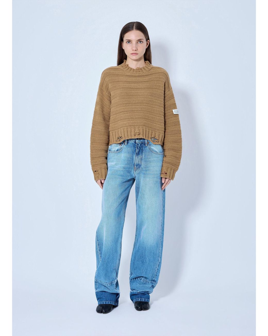 MM6 by Maison Margiela Blue Ribbed Knit Sweater