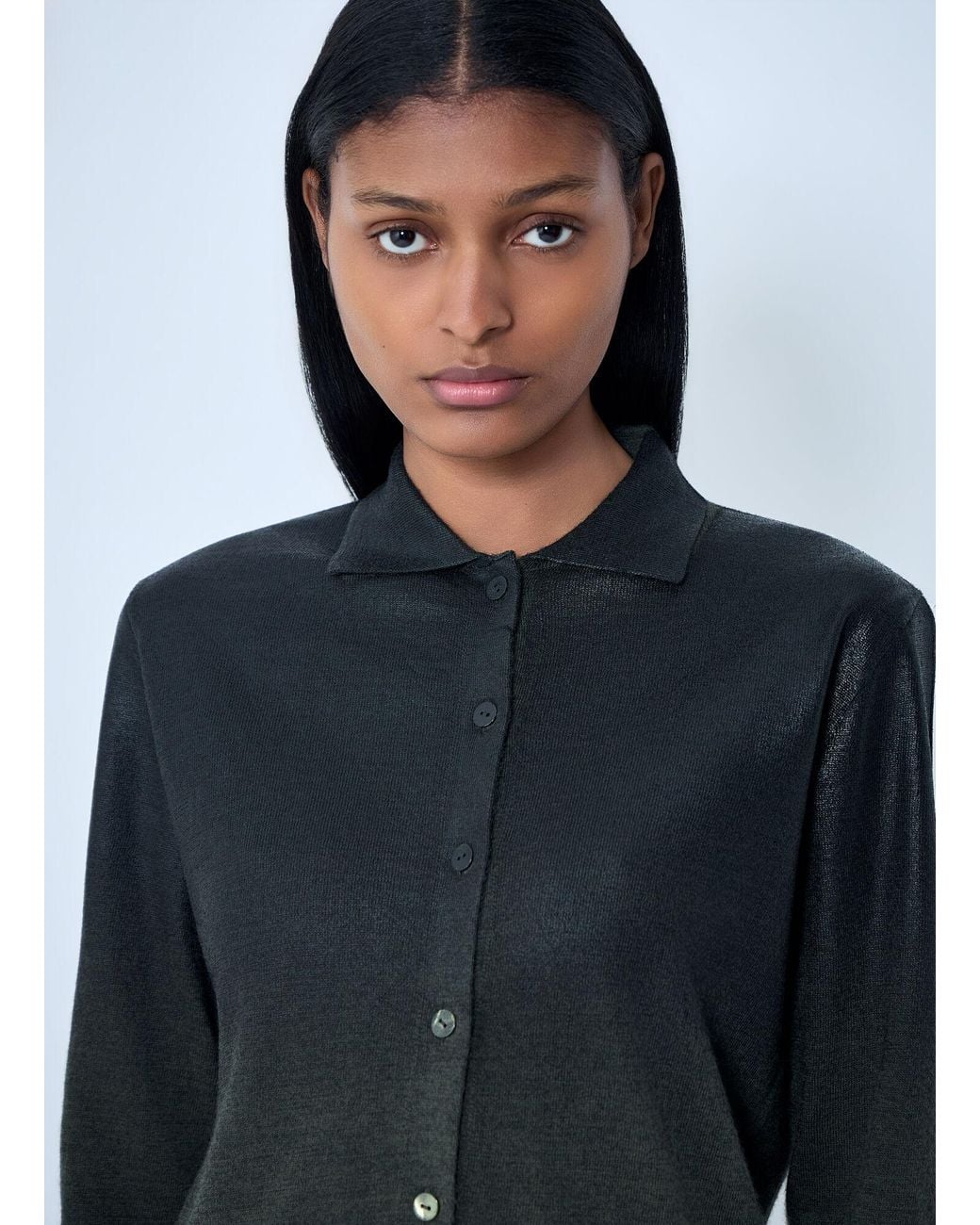 Maison Margiela Blue Button-Up Knit Cardigan
