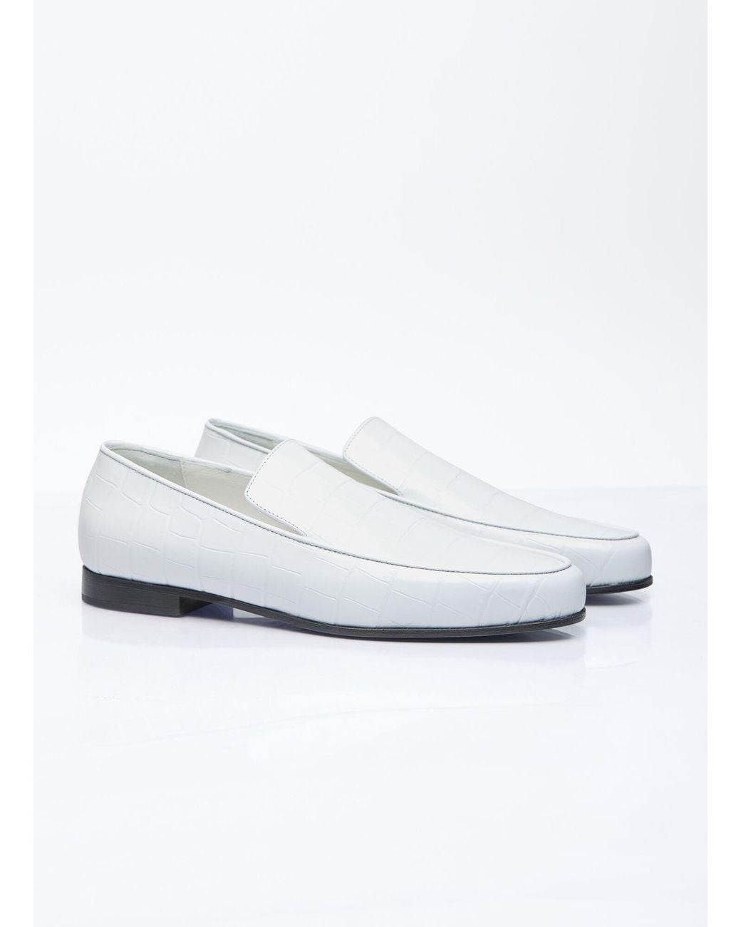 Totême White Croco Oval Loafers