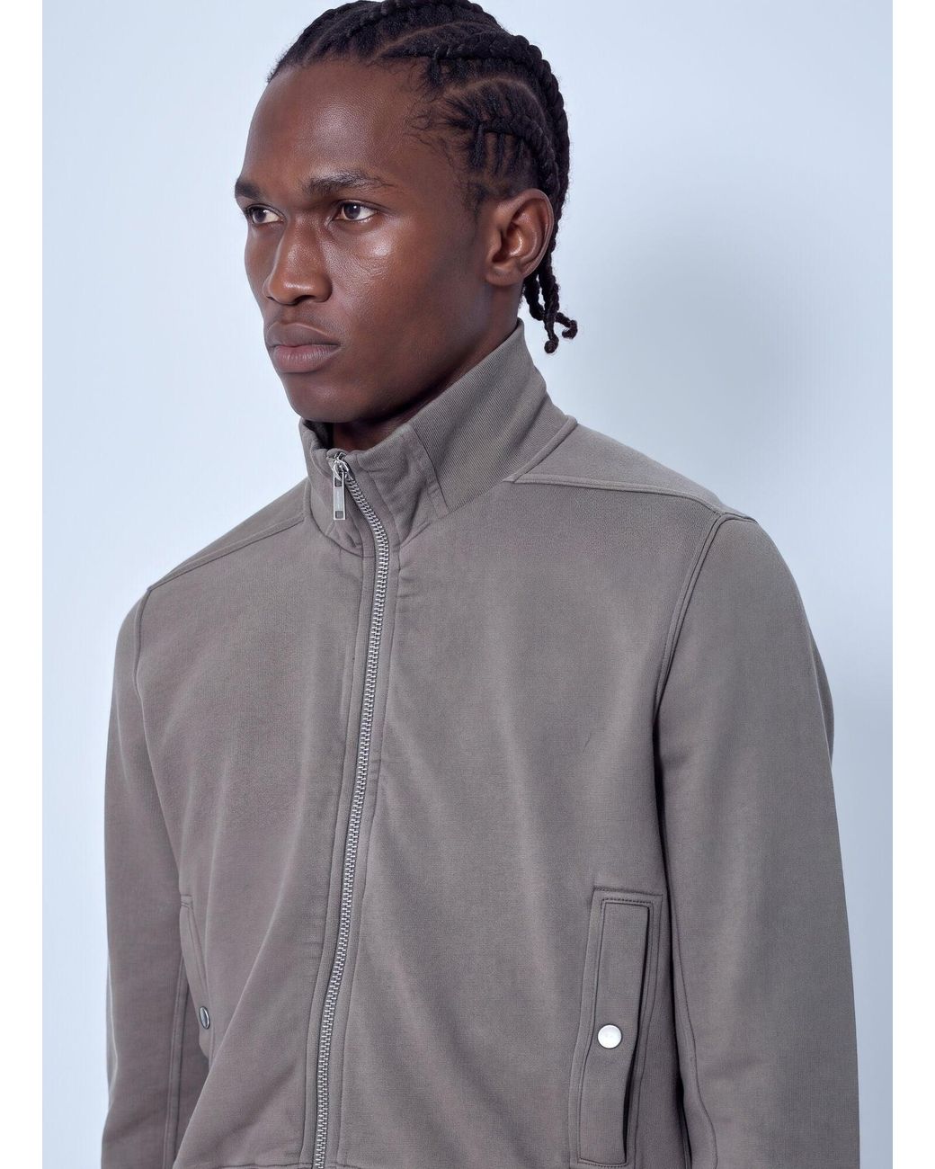 Rick Owens Blue High Neck Zip-Up Jacket for men