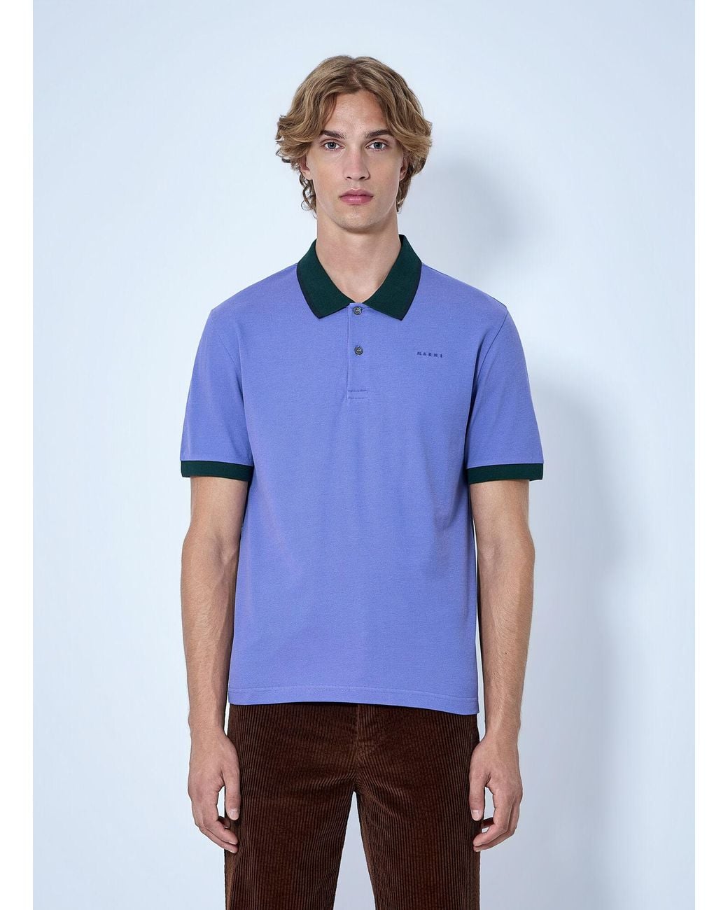 Marni Blue Cotton Polo Shirt for men