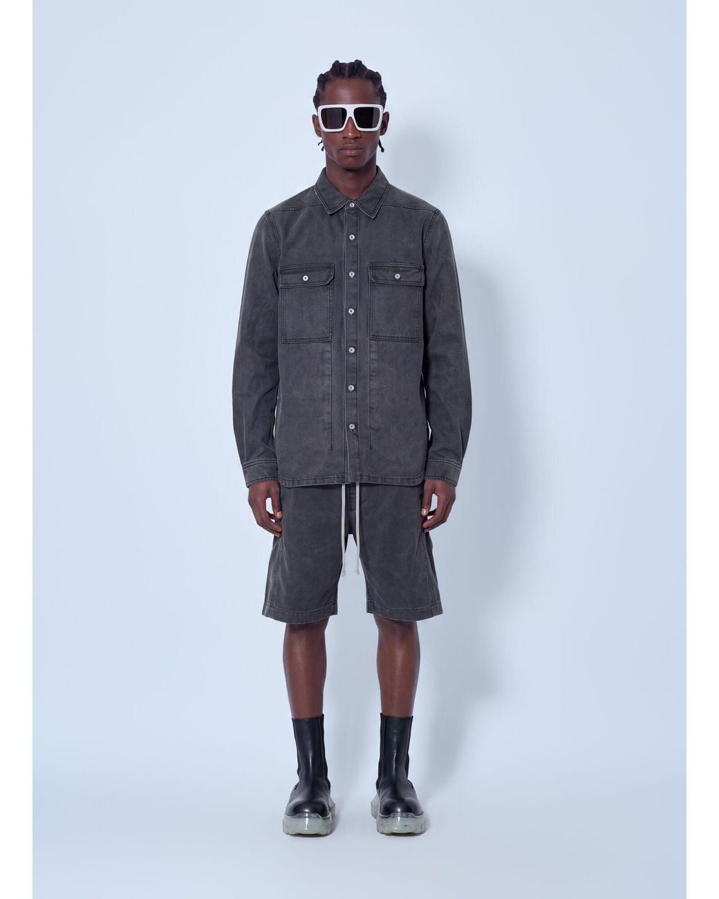 Rick Owens Blue Denim Shirt for men