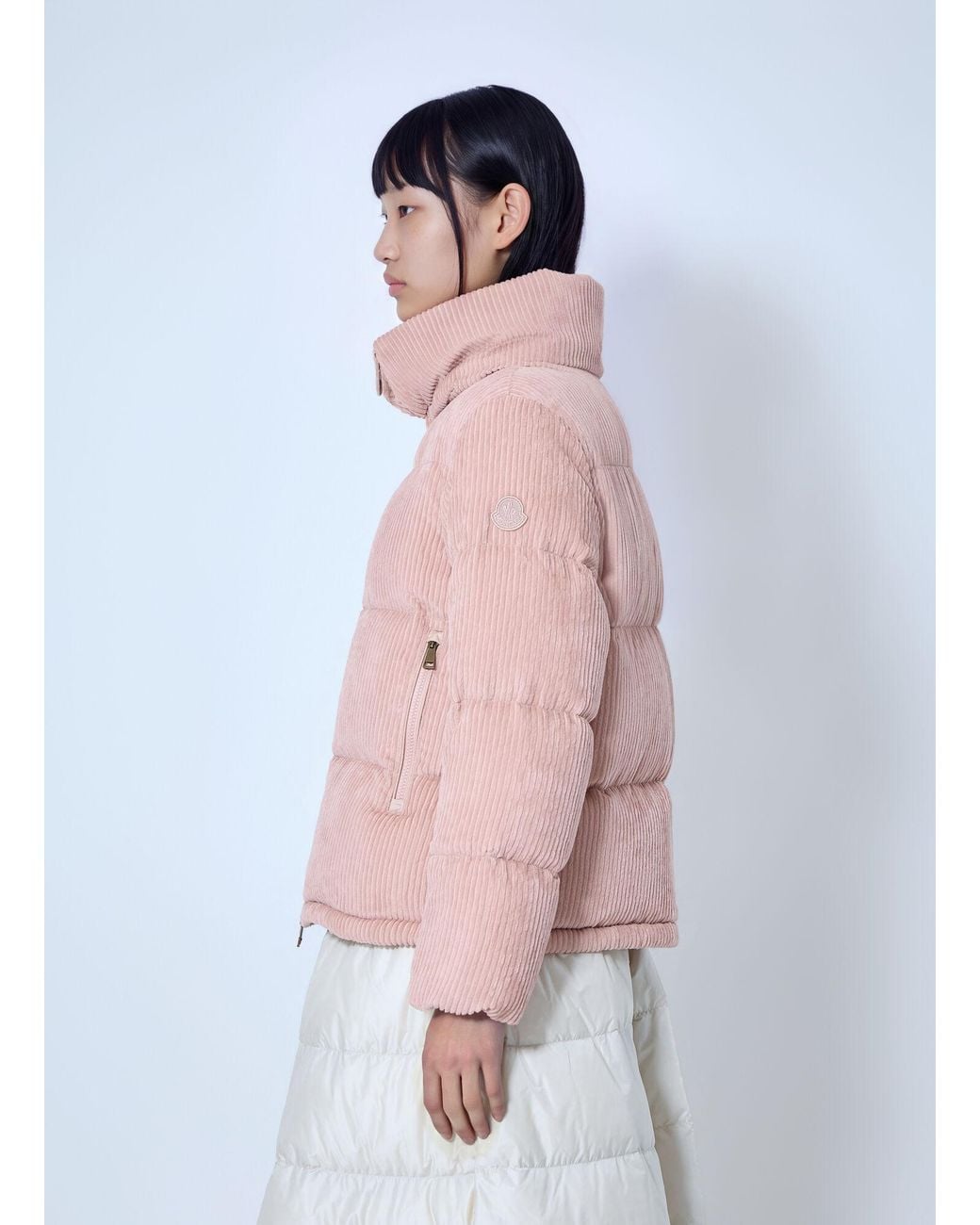 Moncler Pink Lumineux Corduroy Short Down Jacket