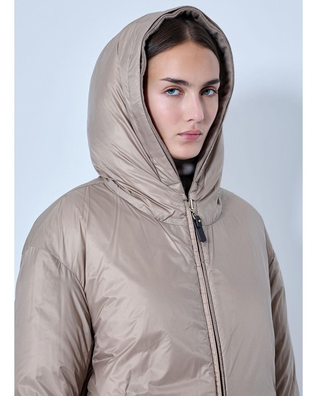 Max Mara Gray Reversible Cashmere Puffer Jacket