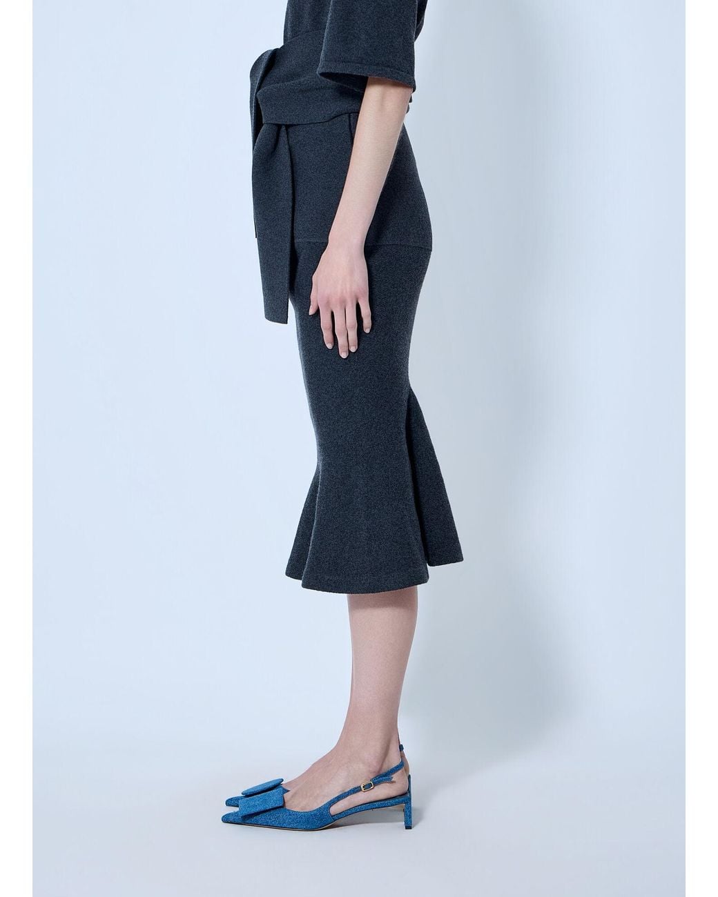 Jacquemus Blue La Jupe Fiocco Knot-Detail Midi Skirt