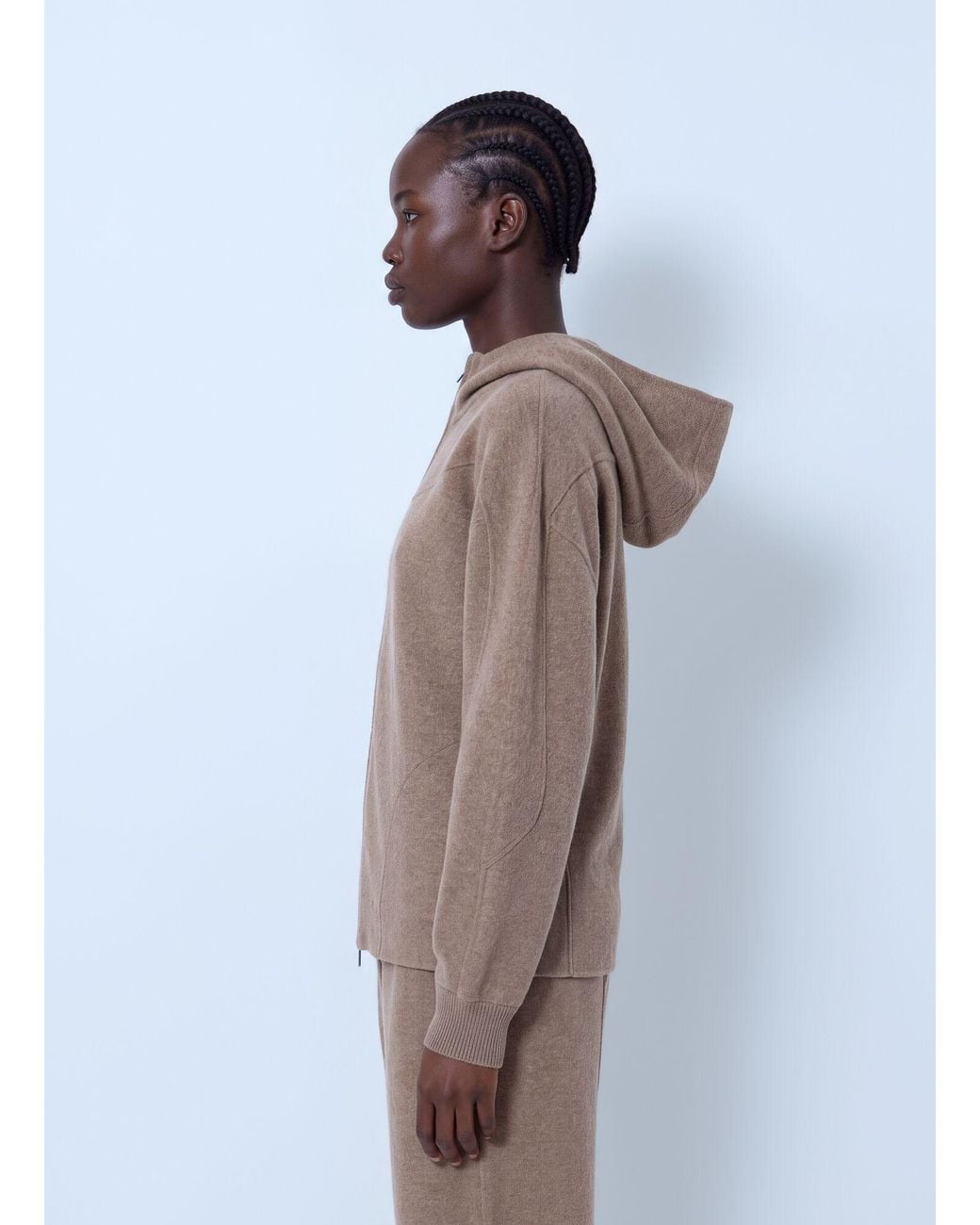 Max Mara Brown Hooded Wool-Blend Sweatshirt