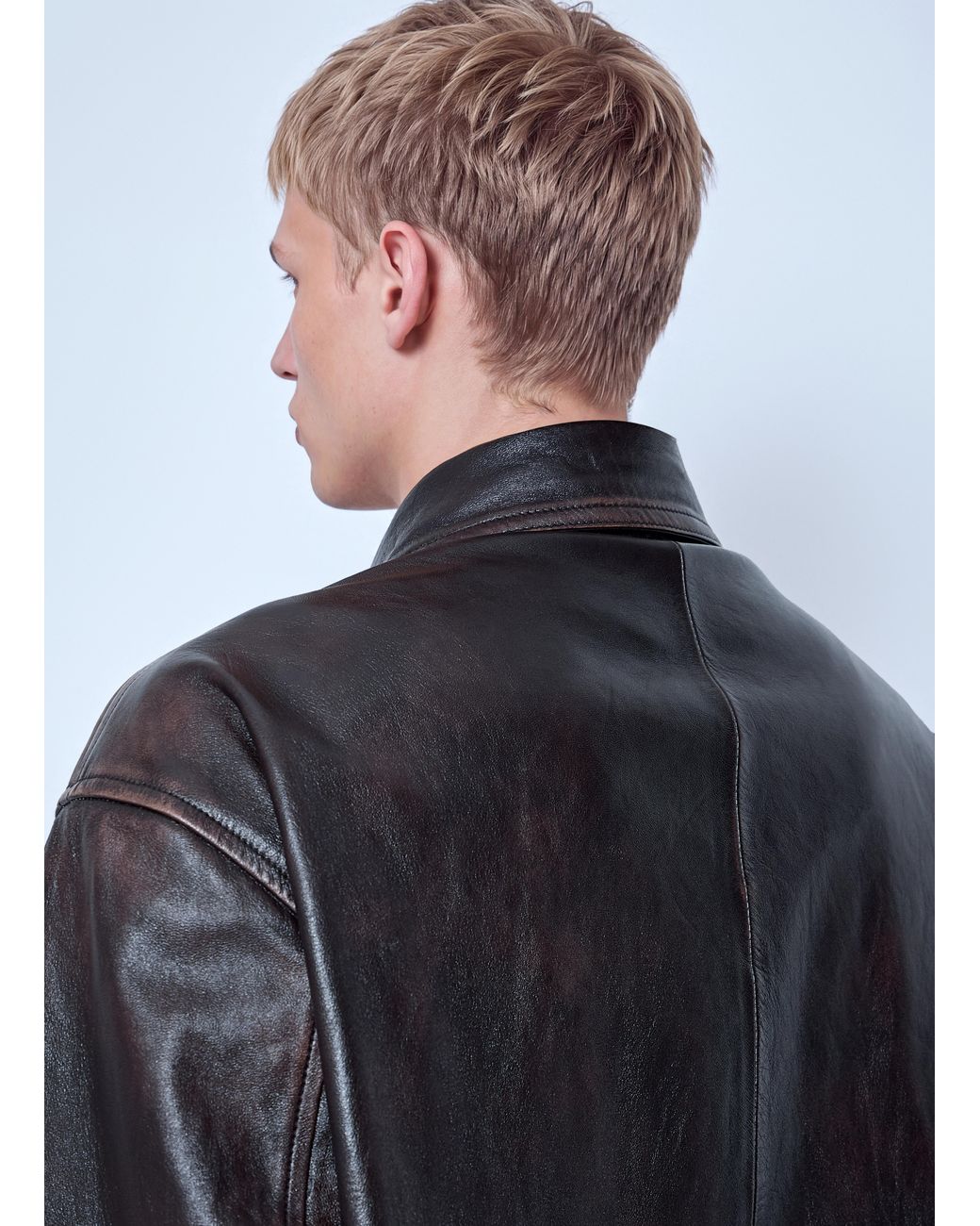 Prada Gray Nappa Leather Bomber Jacket for men