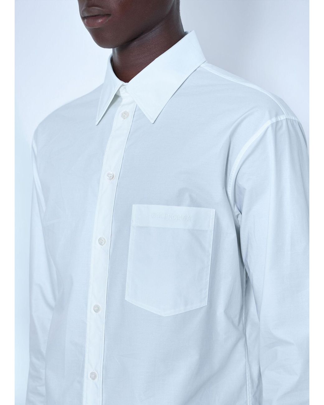 Balenciaga White Cotton Poplin Shirt for men
