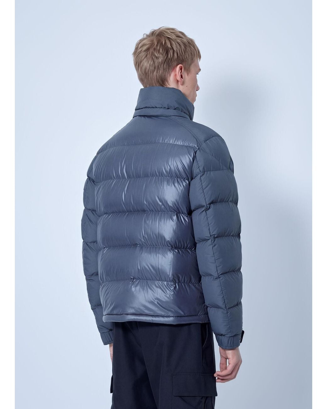 Moncler Blue Maya Hooded Short Down Jacket for men