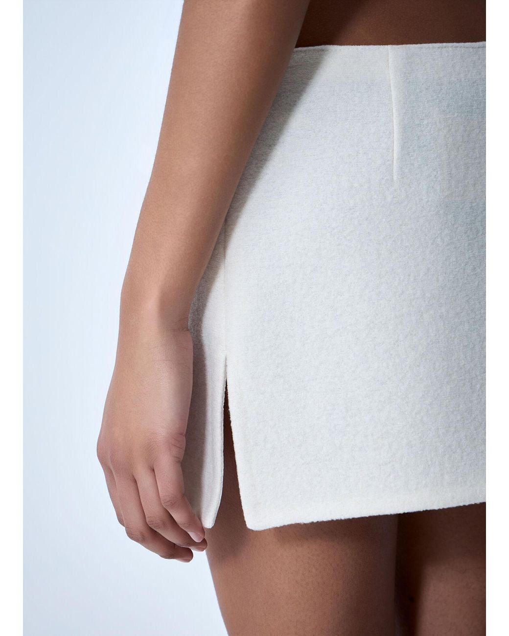 Rier White Wool Blend Mini Skirt