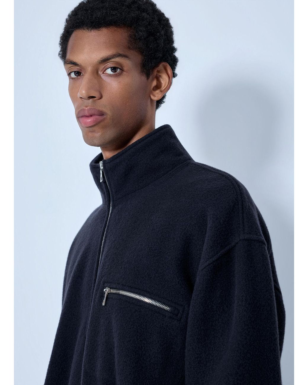 Rier Blue Polar Fleece Sweatshirt for men