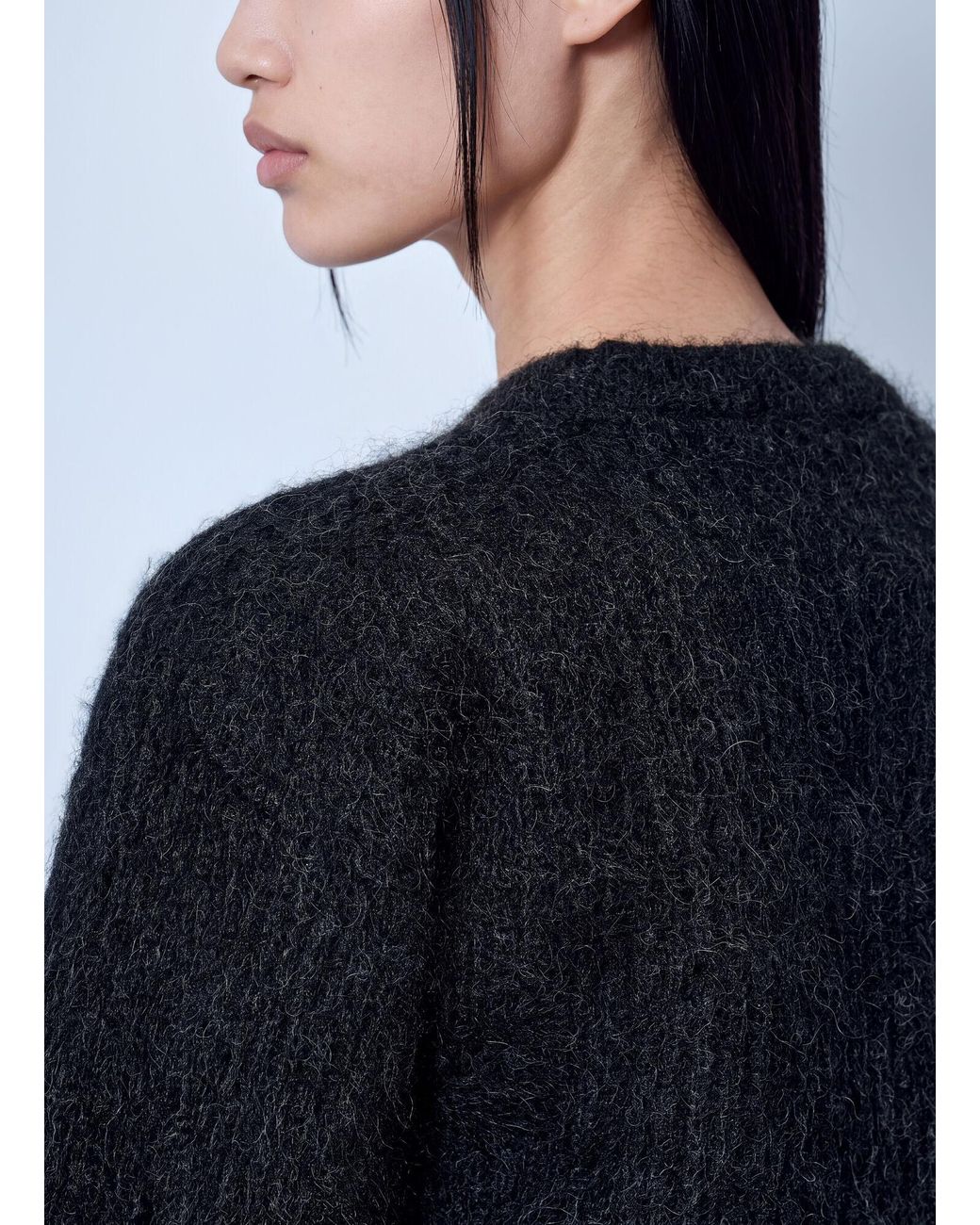Max Mara Blue Crewneck Mohair-Blend Sweater