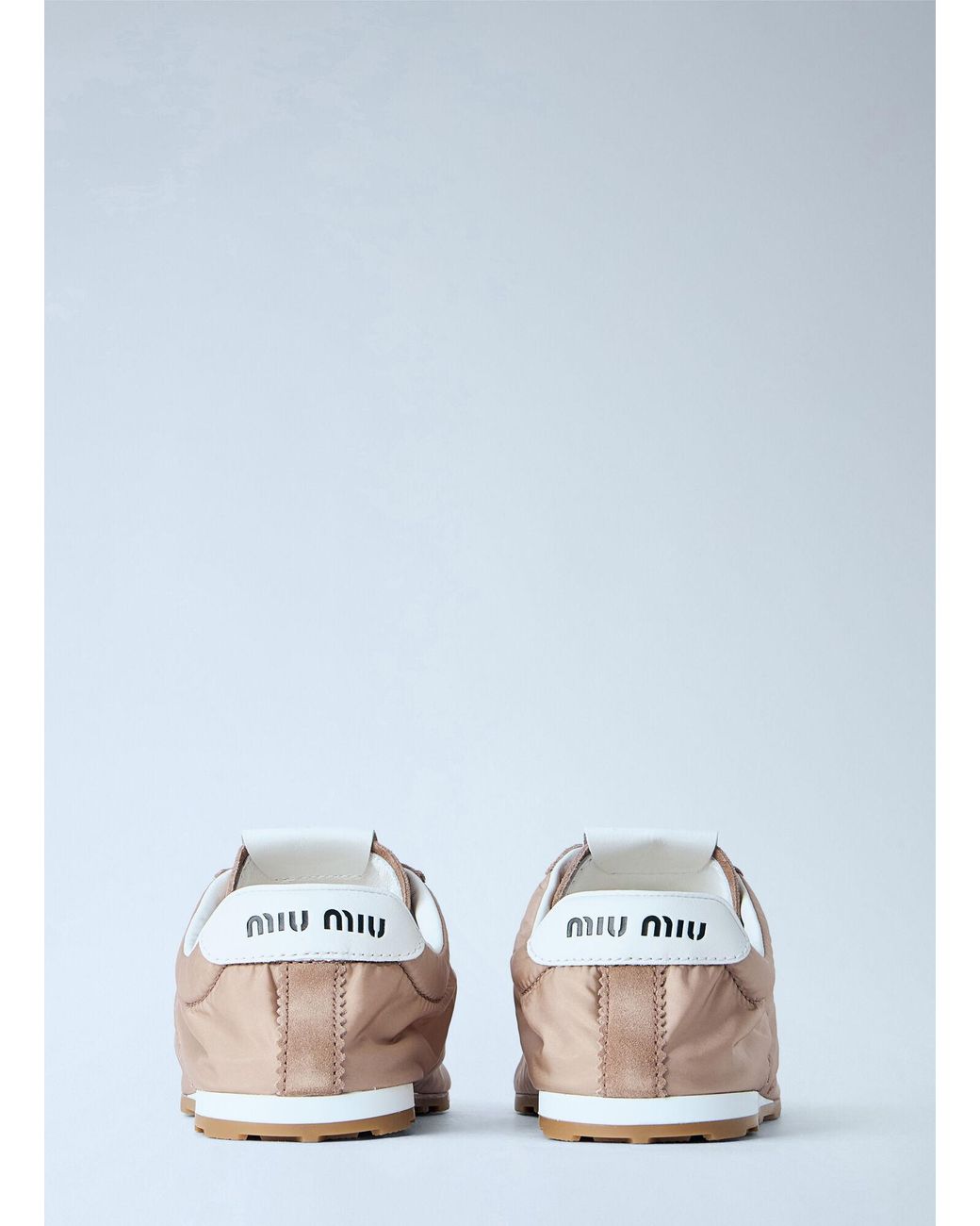 Miu Miu White Plume Technical Fabric And Suede Sneakers