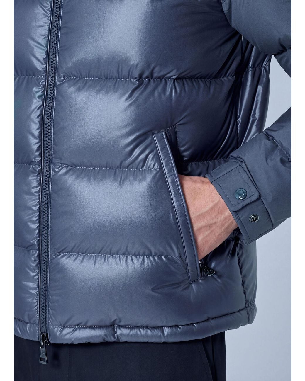 Moncler Blue Maya Hooded Short Down Jacket for men
