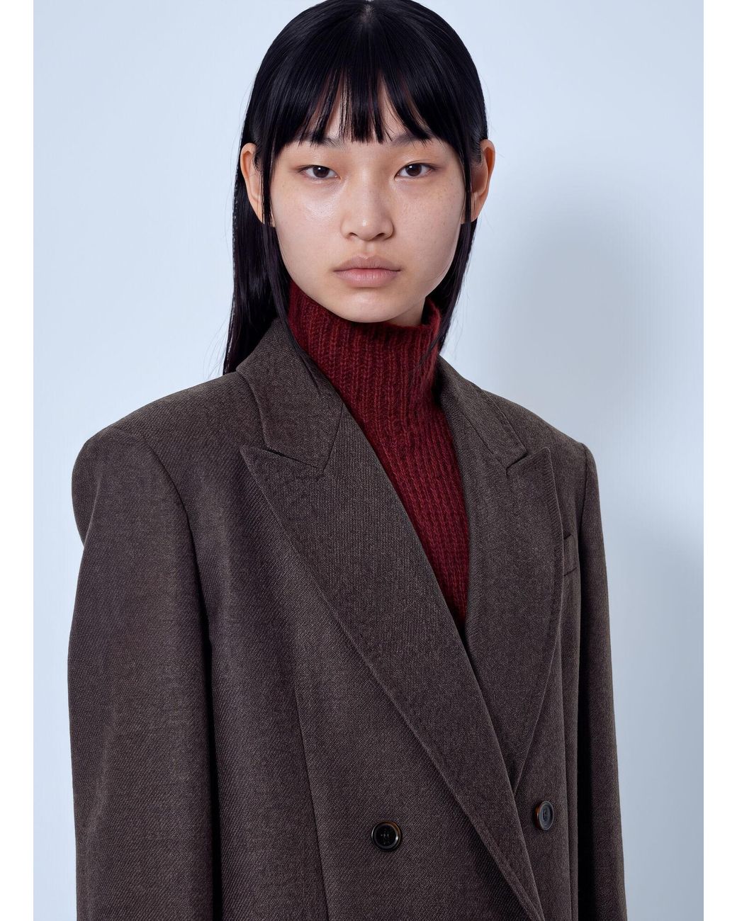 Max Mara Gray Double-Breasted Wool Blazer