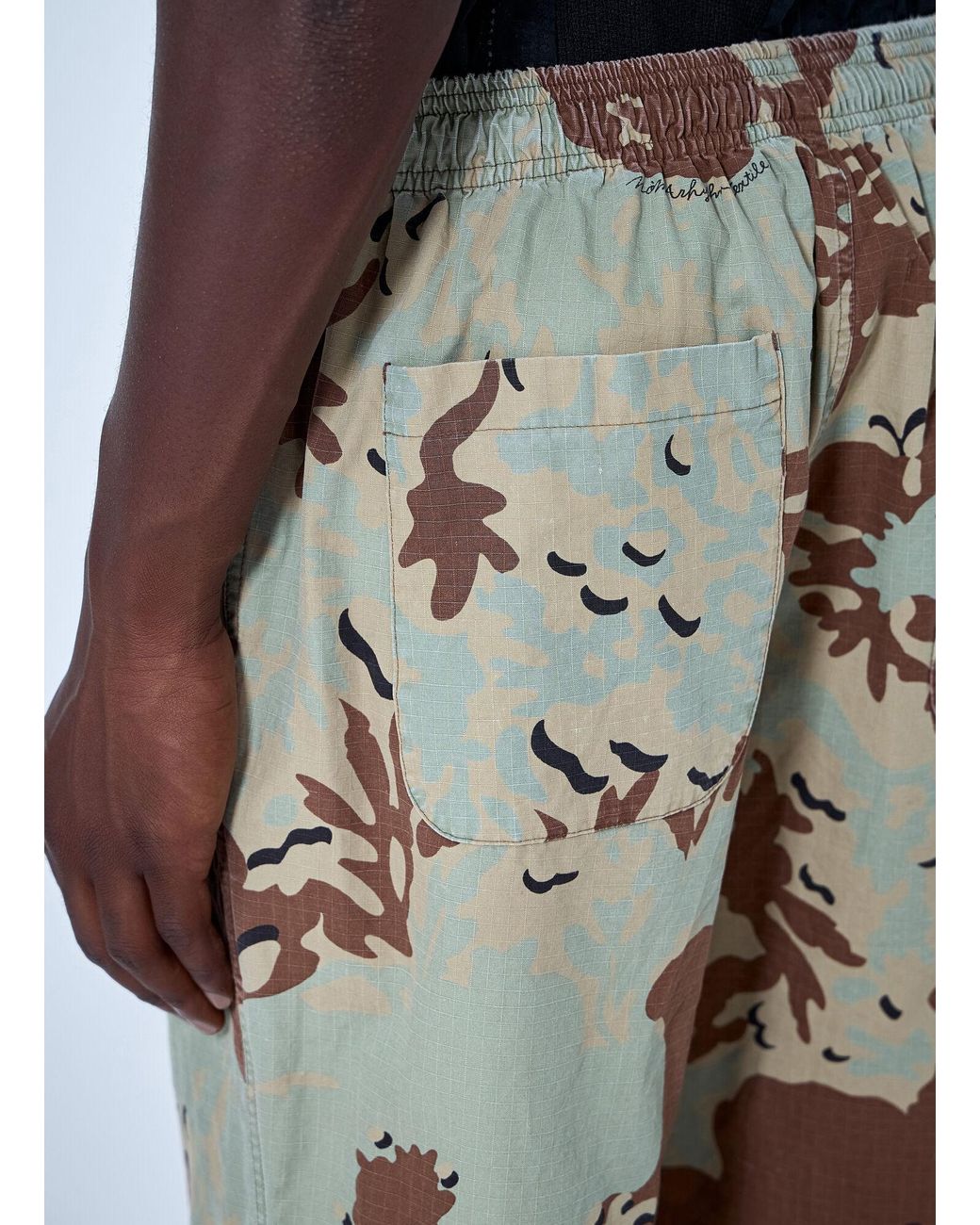 Nomarythm Textile Natural Camo Flower Double Knee Pants for men