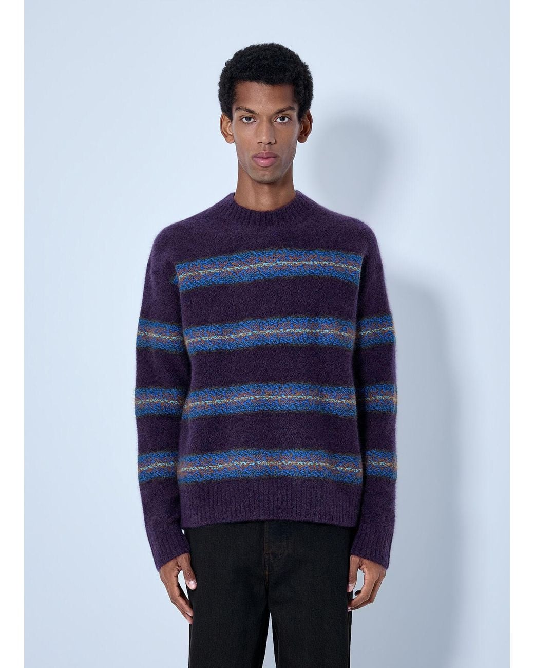 Dries Van Noten Blue Master Boucle Stripe Jumper for men