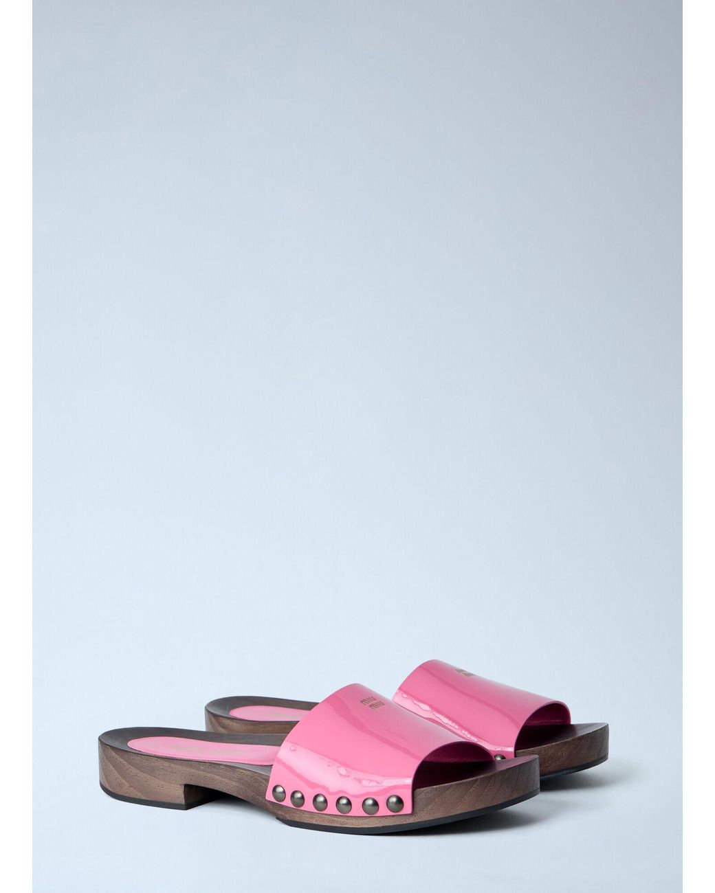 Miu Miu White Studded Slide Sandals