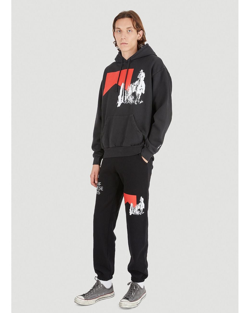 One Of These Days Black Fence Line Track Pants for men
