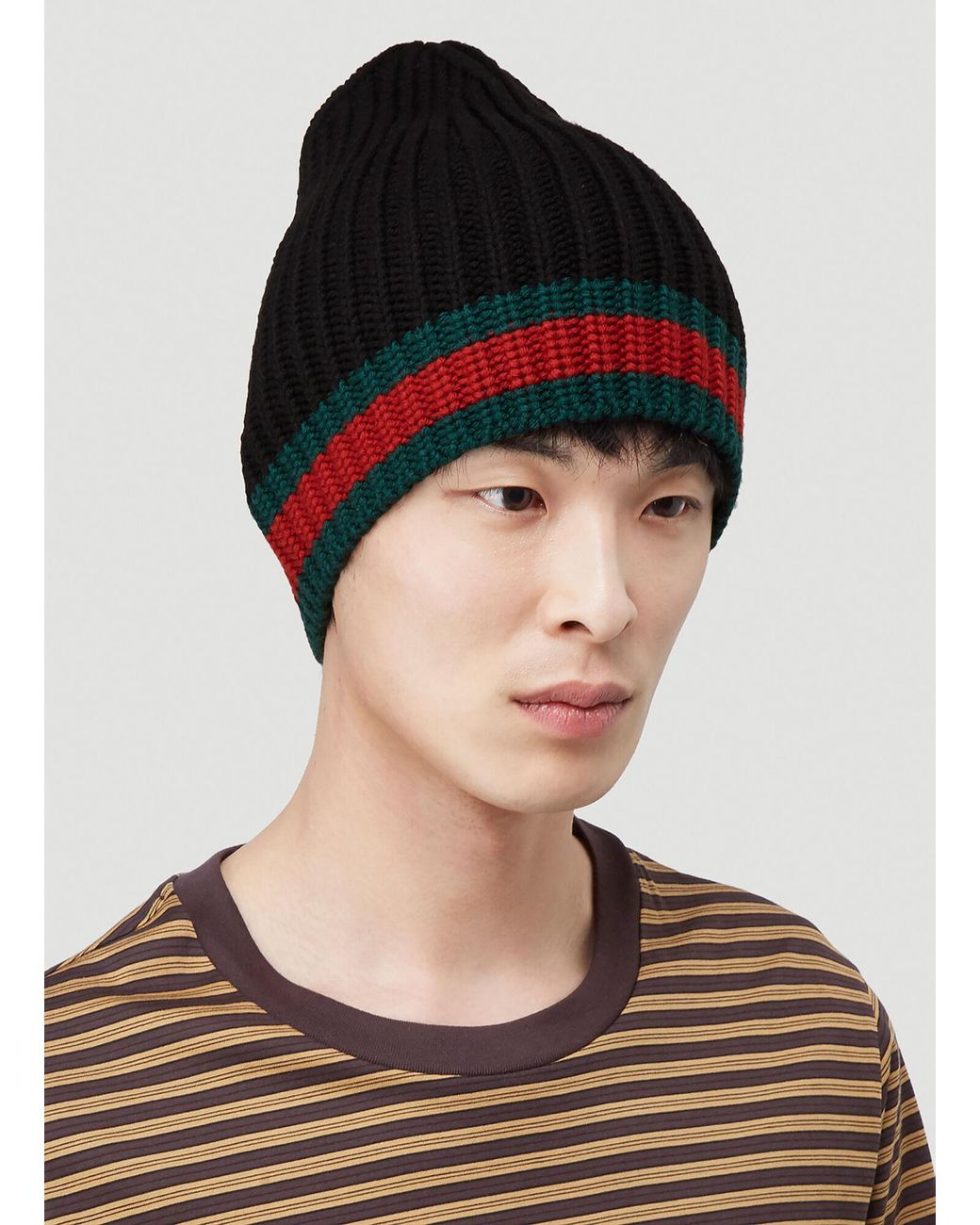 gucci web trim beanie hat