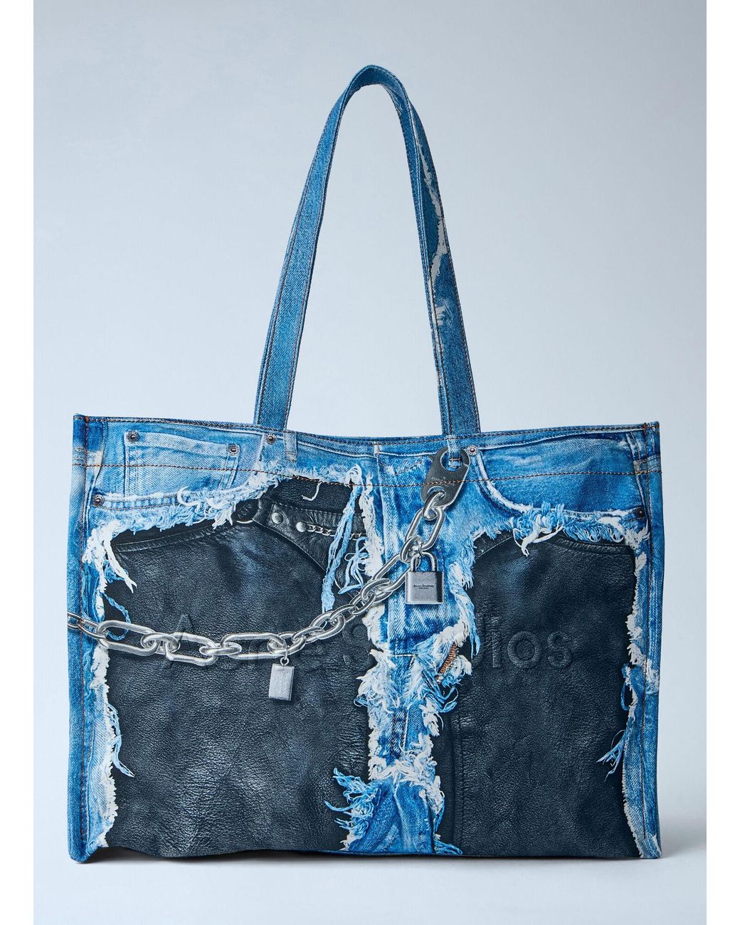 Acne Blue Trompe-L'Oeil Tote Bag