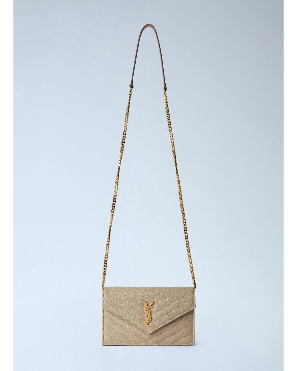 Saint Laurent Blue Cassandre Envelope Chain Wallet