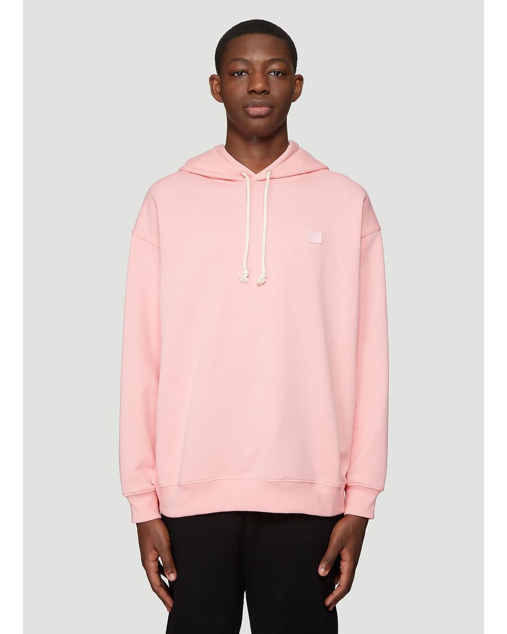 Acne Studios Cotton Hooded Oversized Face Patch Sweatshirt In Pink for ...