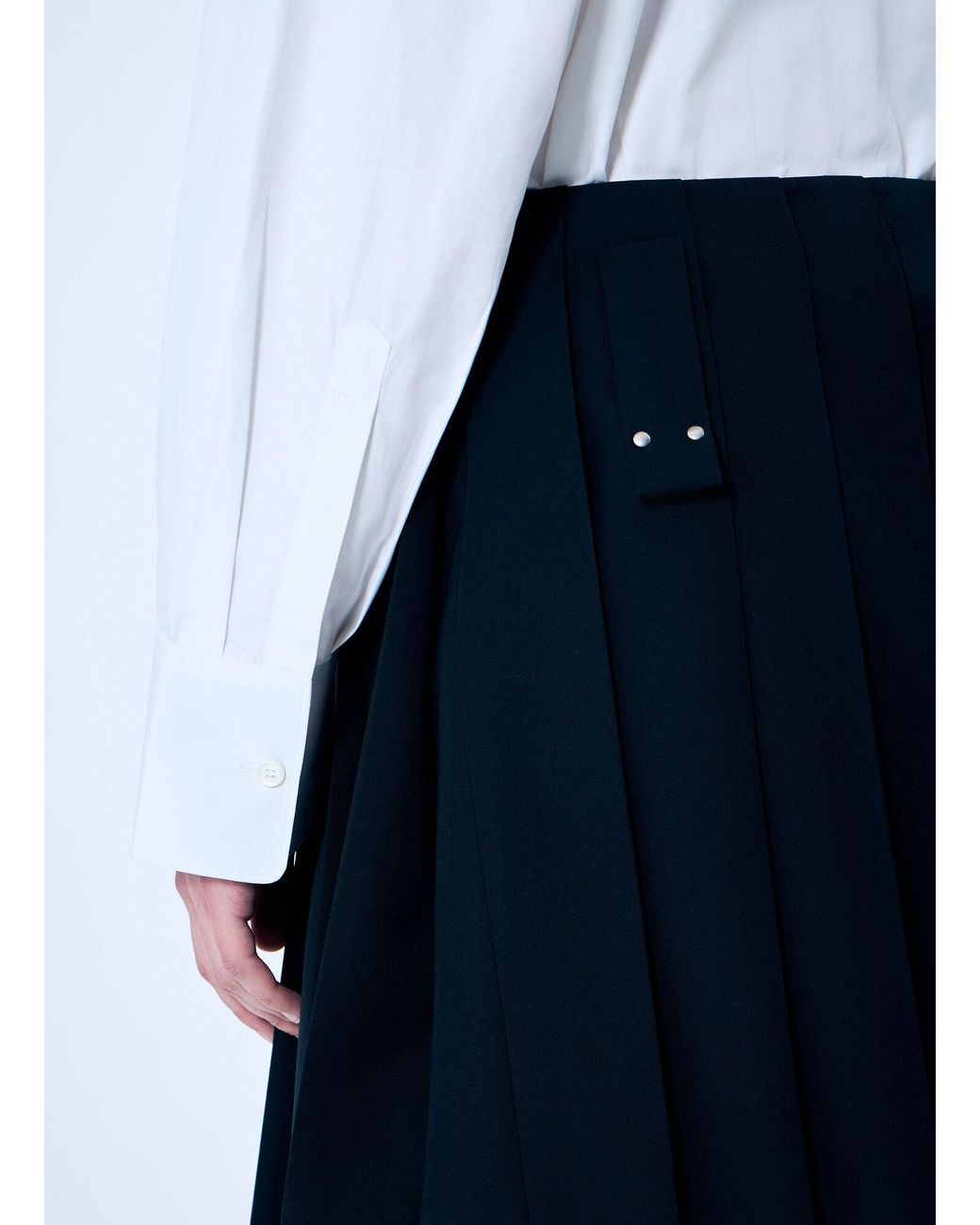 Prada Blue Pleated Wool Skirt