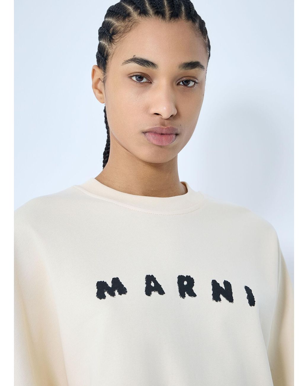 Marni White Logo Print Sweatshirt