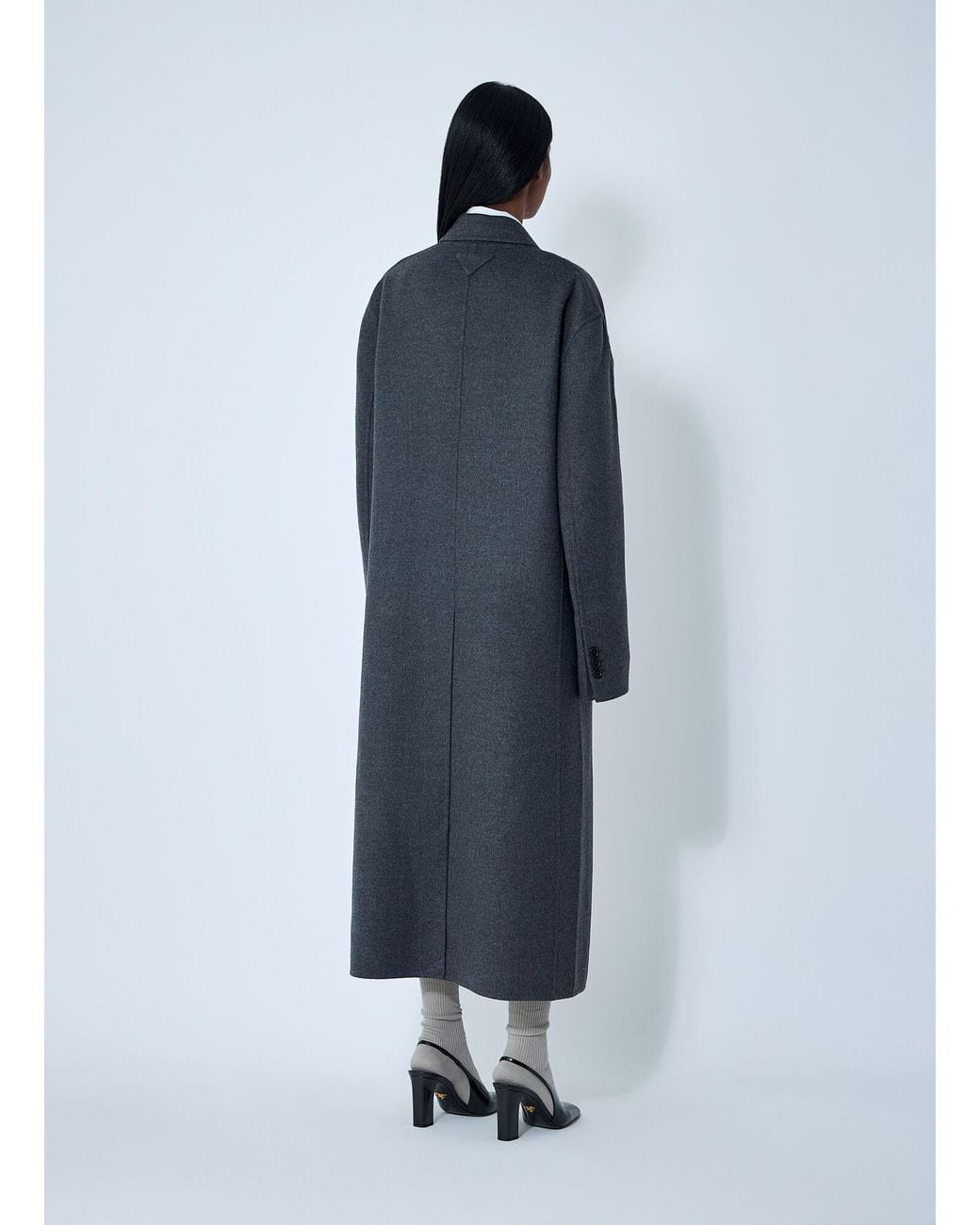 Prada Blue Long Wool-Blend Coat