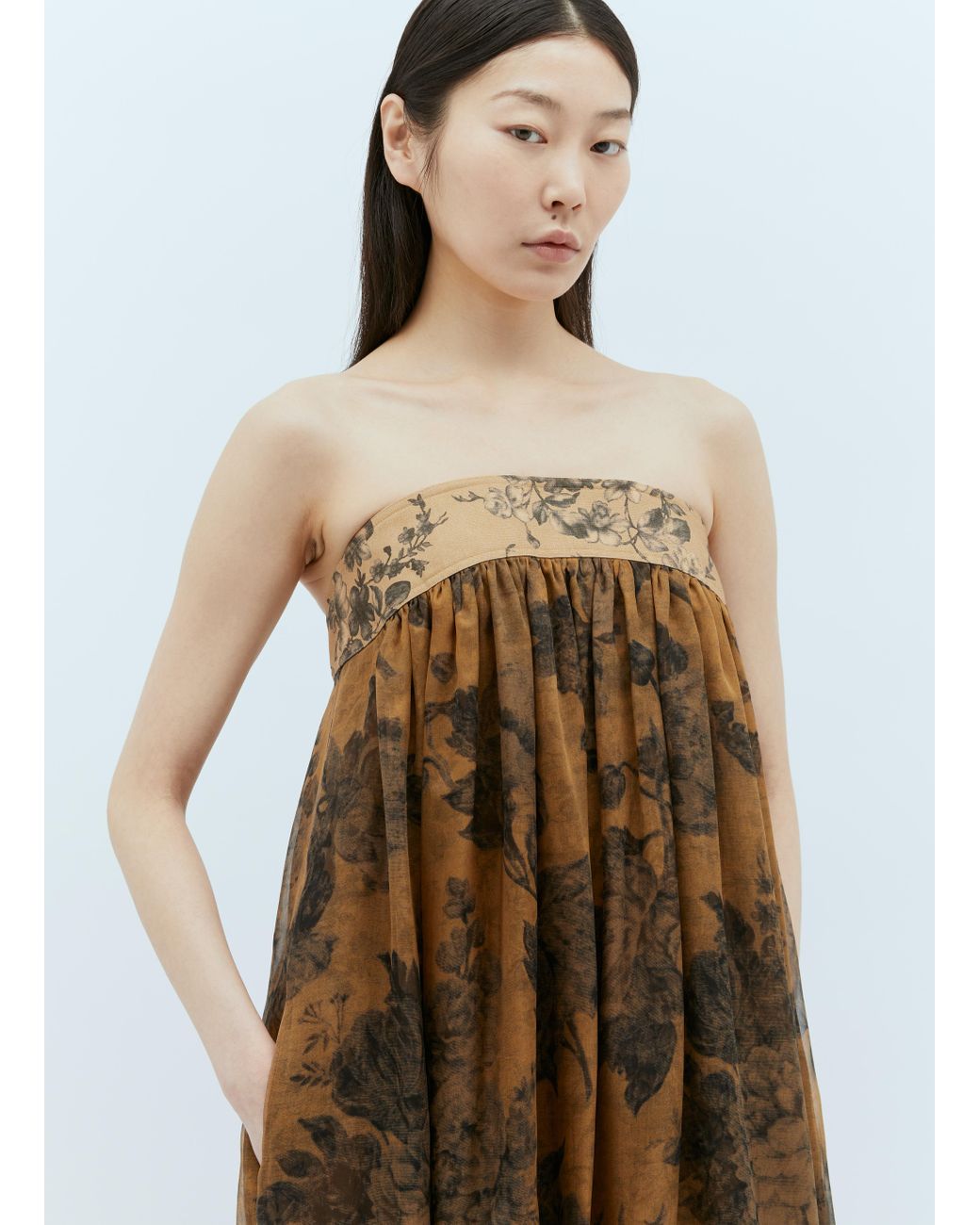 white christmas dresses Emara Strapless Floral Chiffon Gown