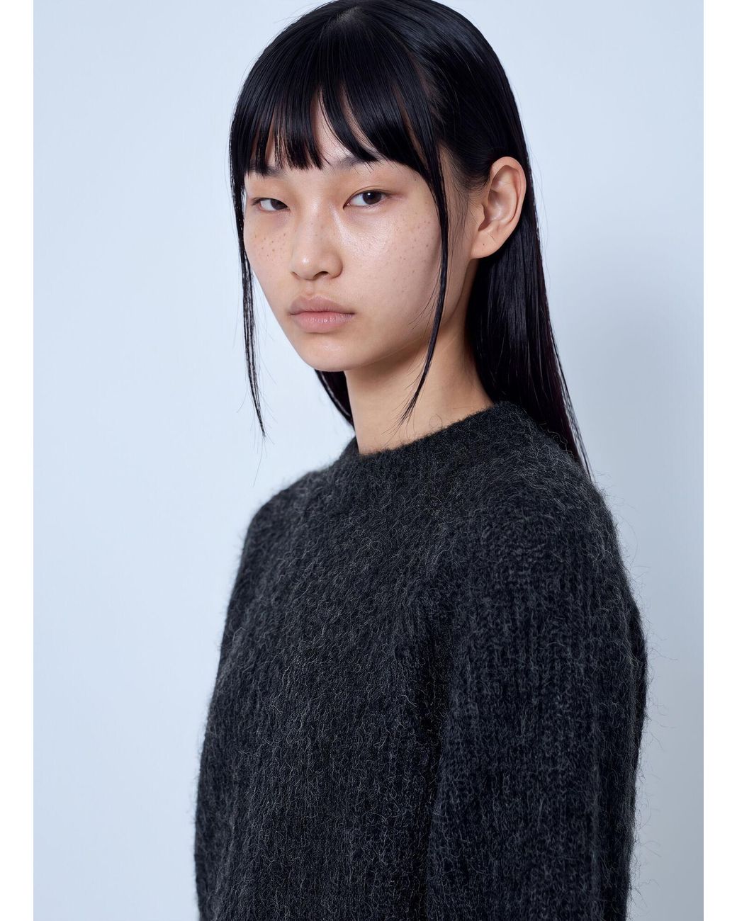 Max Mara Blue Crewneck Mohair-Blend Sweater