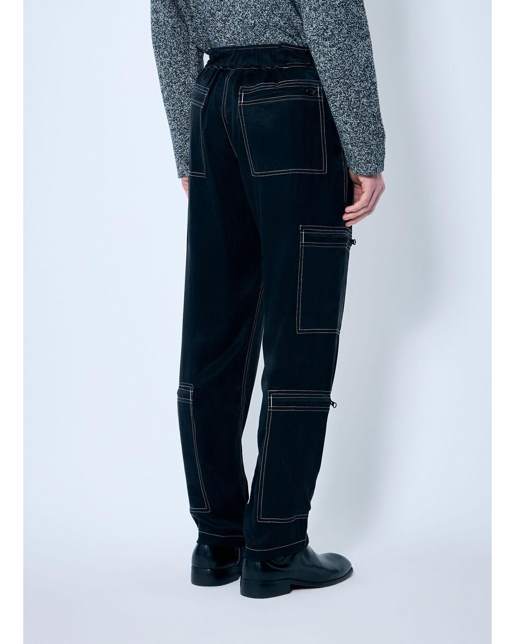 Nomarythm Textile Blue Satin Flight Pants for men
