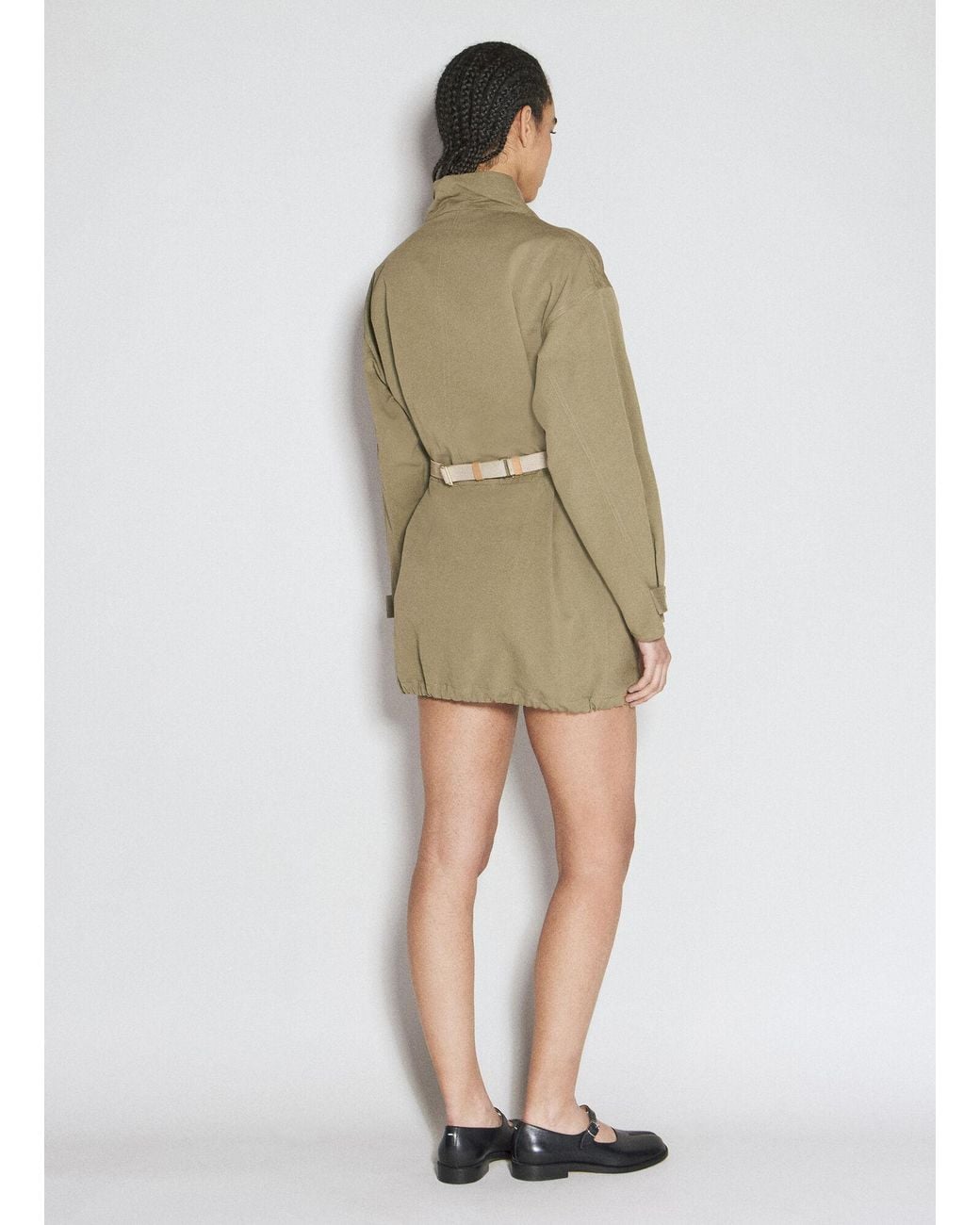 Prada Green Half-Zip Long Sleeve Dress