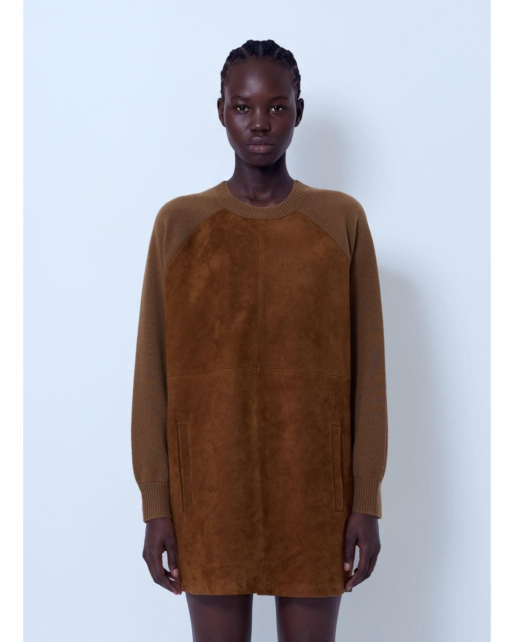 Max Mara Brown Suede Panel Dress