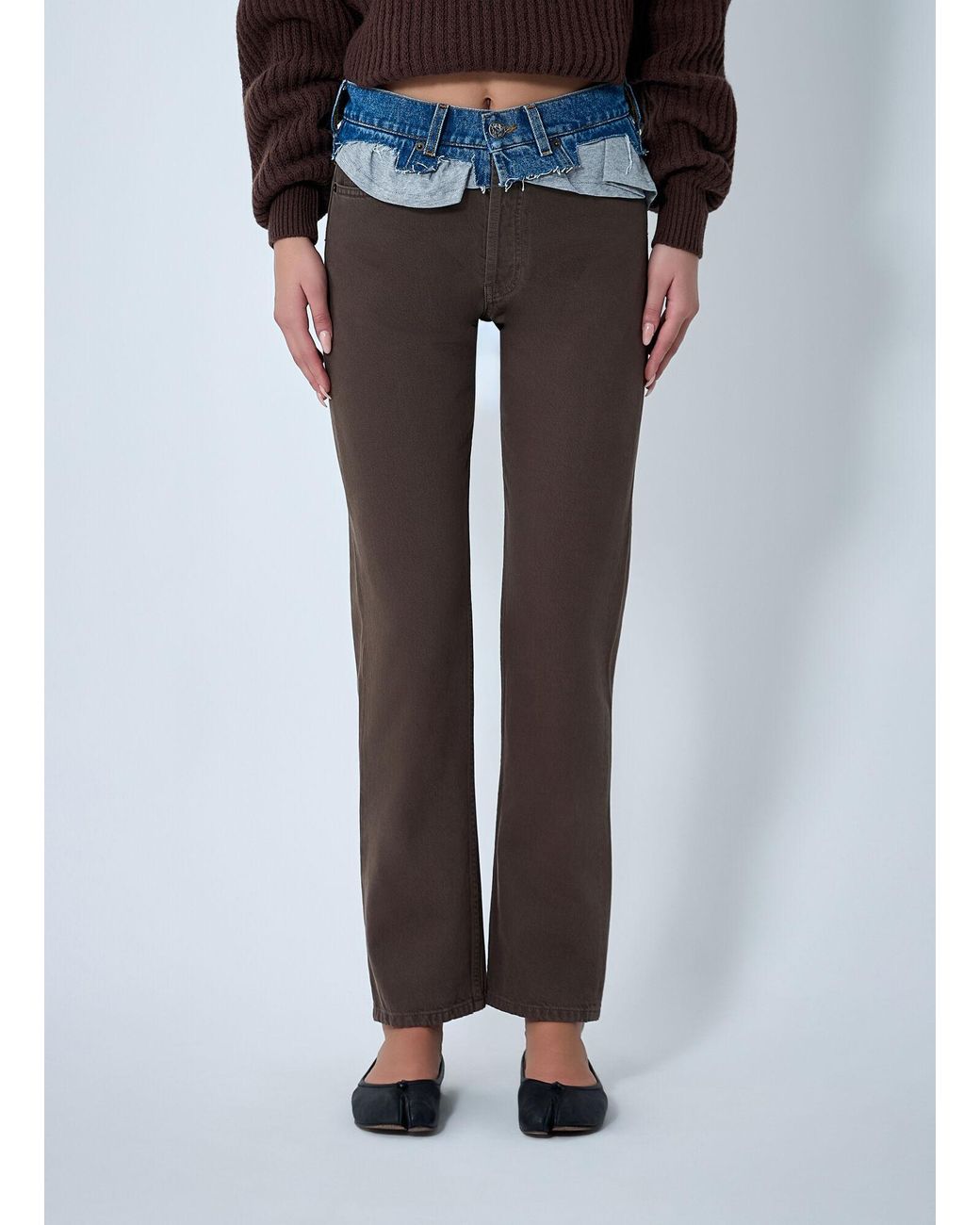 August Barron Black Contrast Waistband Jeans