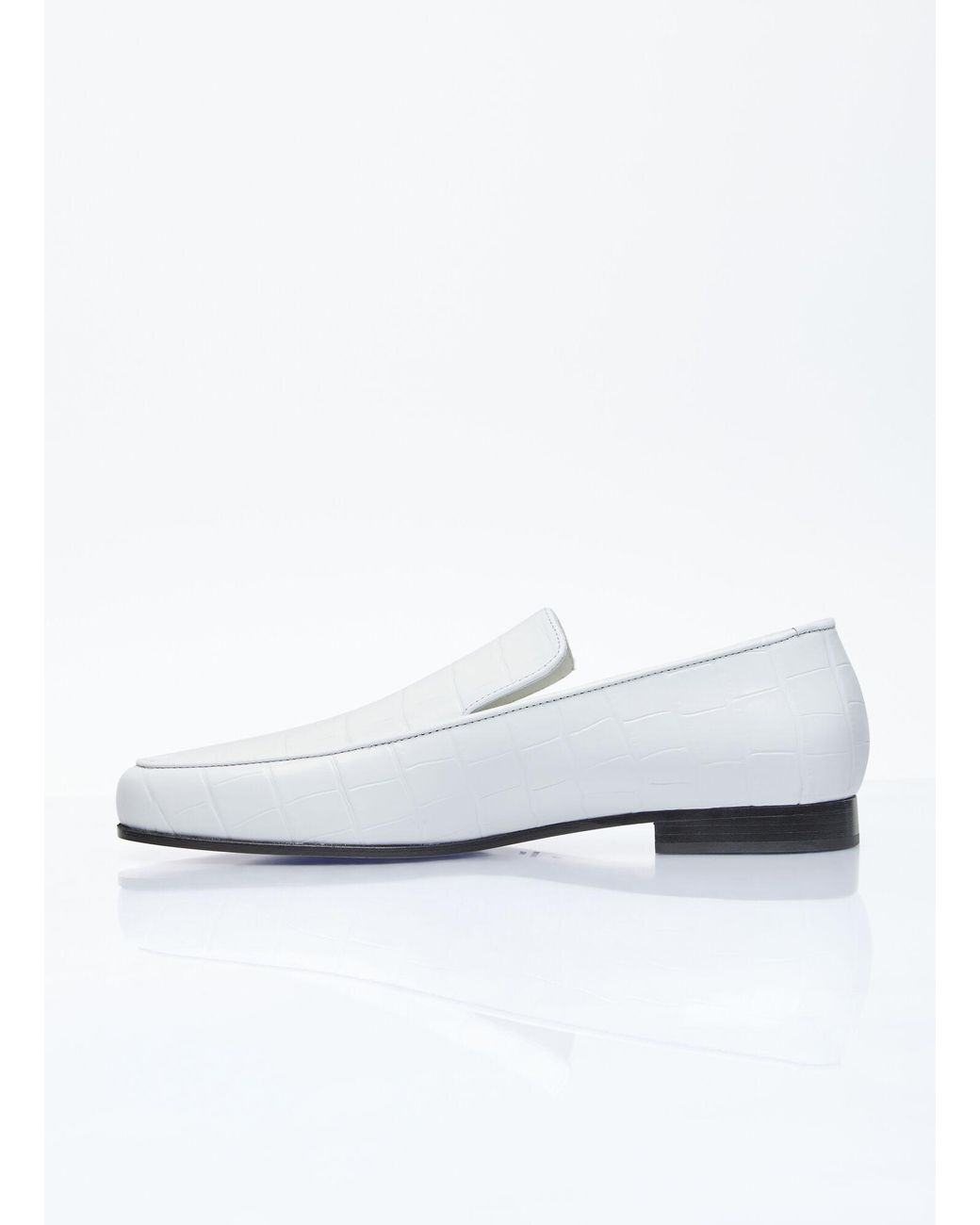 Totême White Croco Oval Loafers