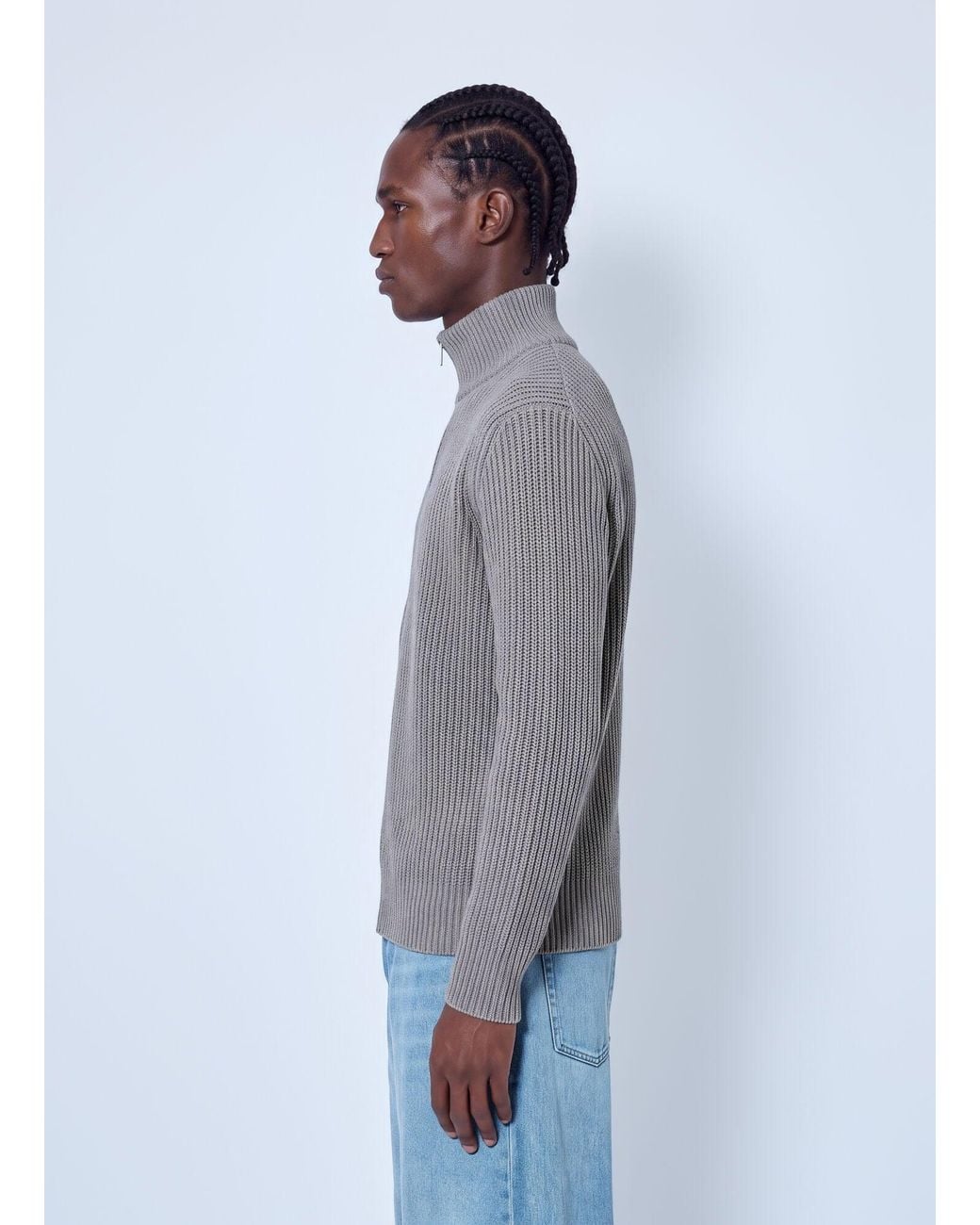 MM6 by Maison Margiela Blue Ribbed Zip-Up Sweater for men