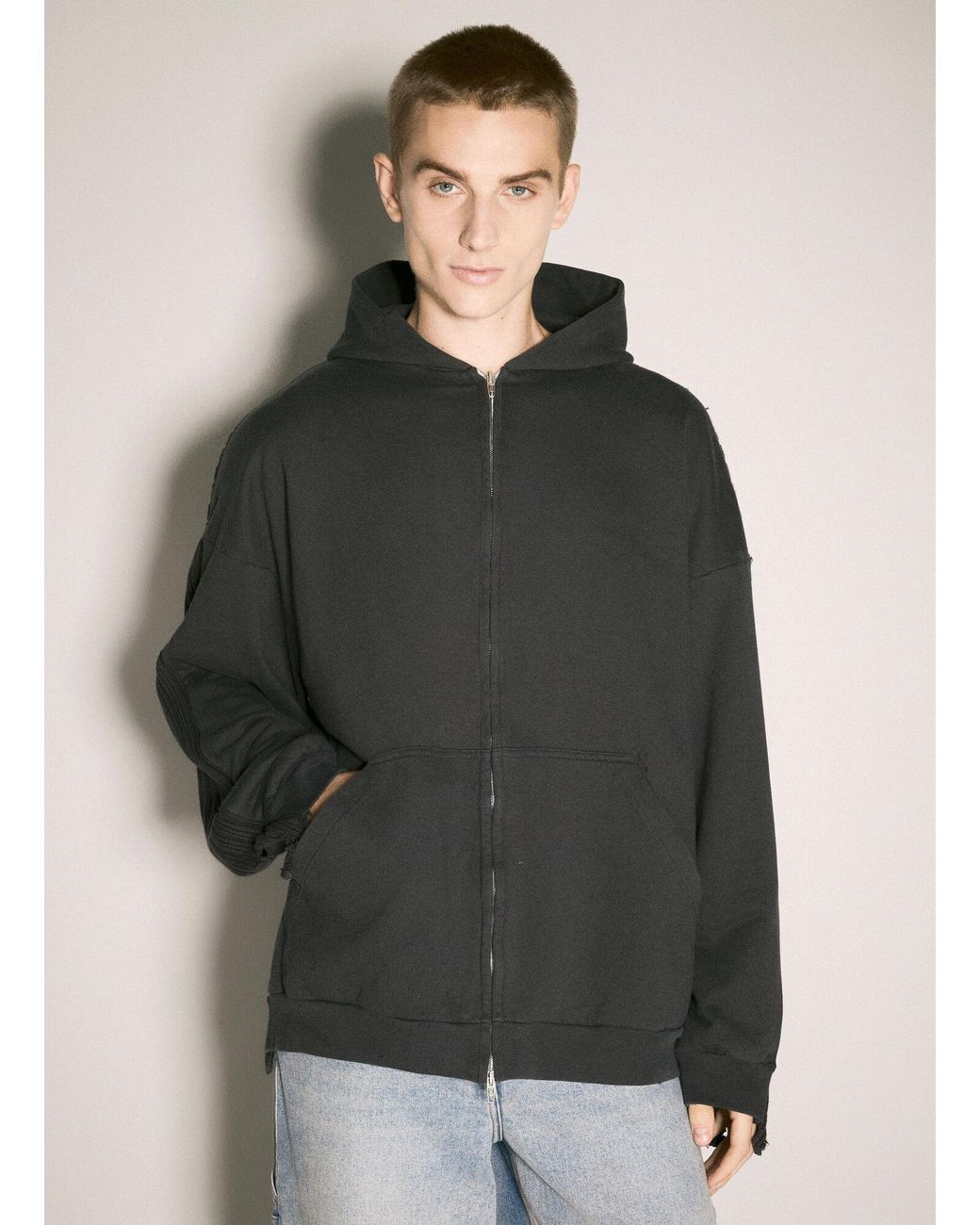 Balenciaga Patched Hooded Sweatshirt in Grey for Men | Lyst UK