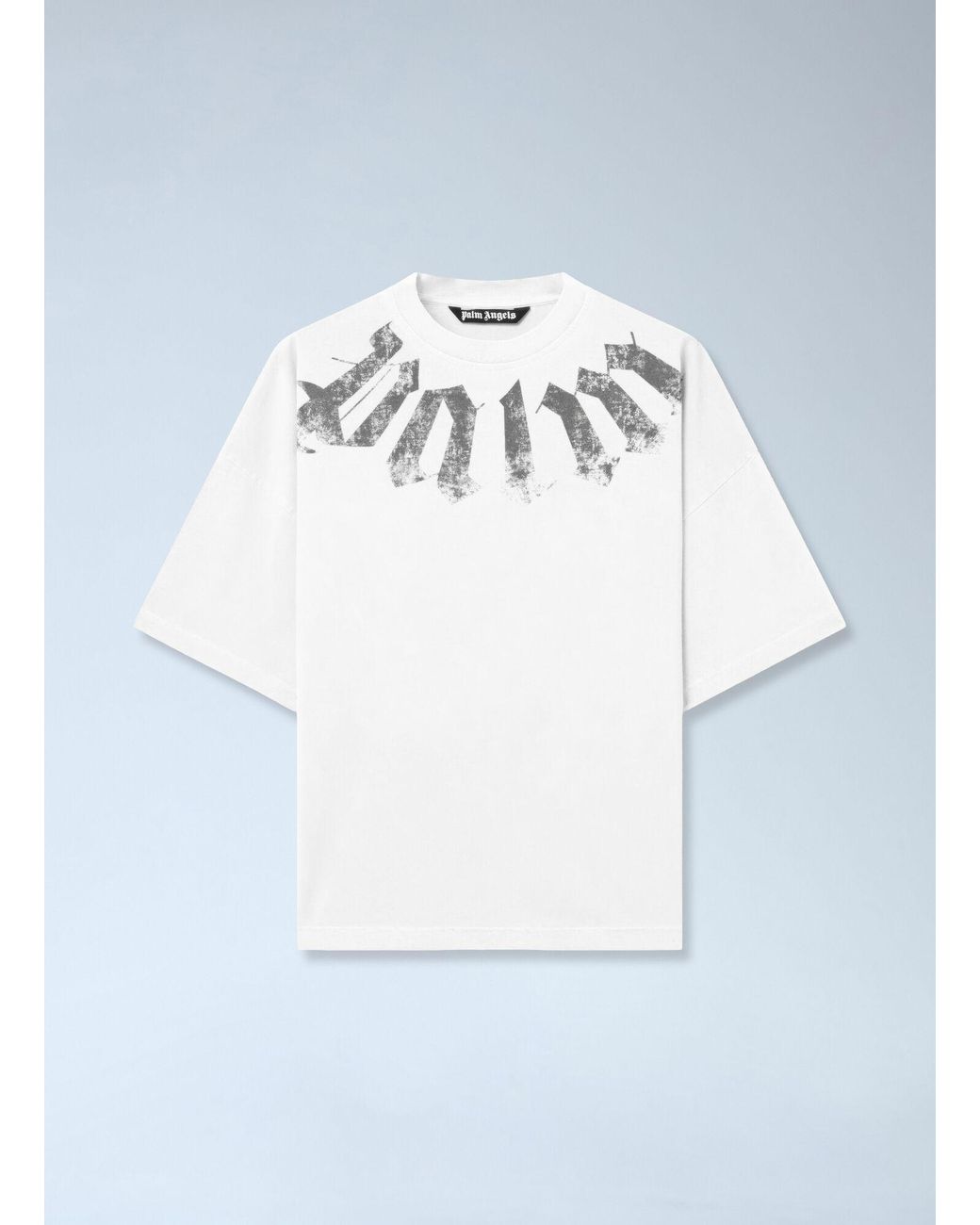 Palm Angels White Big Neck Logo Loose Tee for men