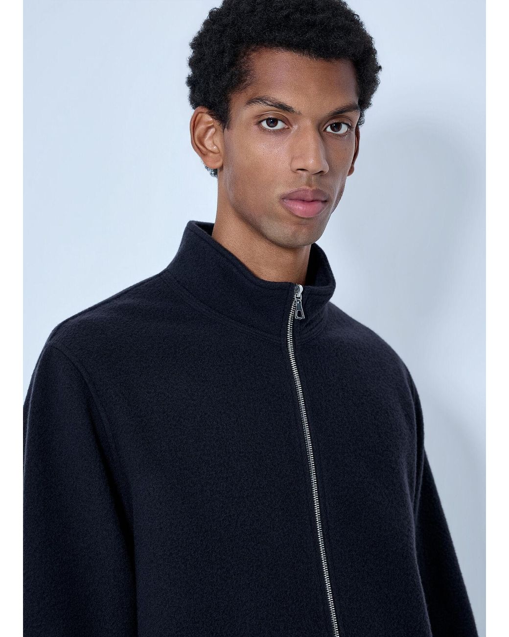 Rier Blue Fleece Full Zip Sweatshirt for men