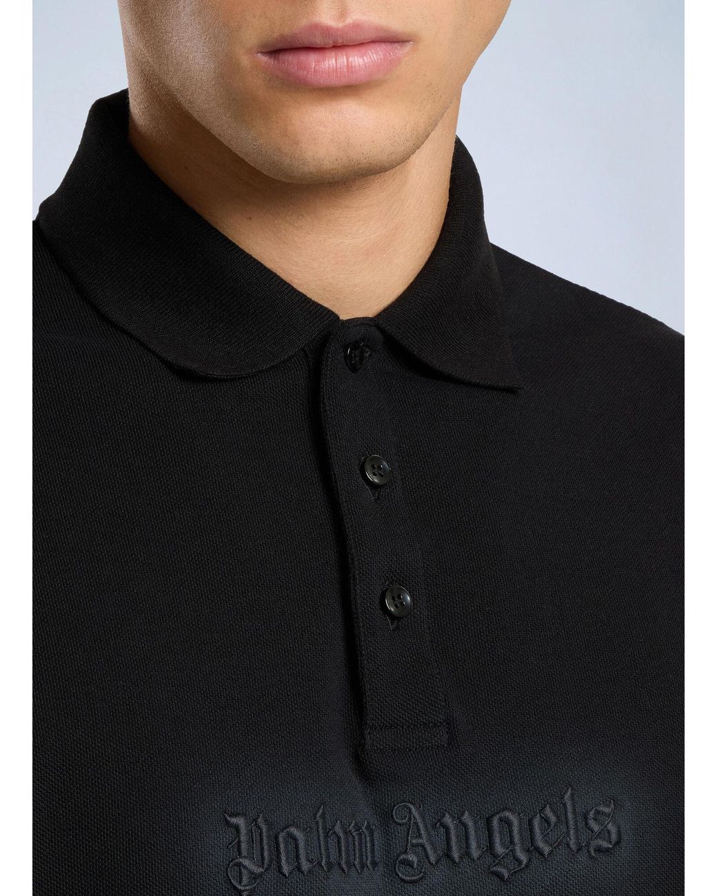 Palm Angels Black Logo Spray Regular Polo Shirt for men