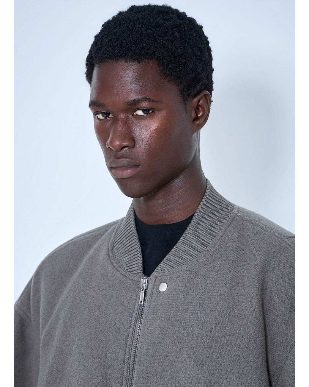 Rick Owens Gray Zip-Up Bomber Jacket for men