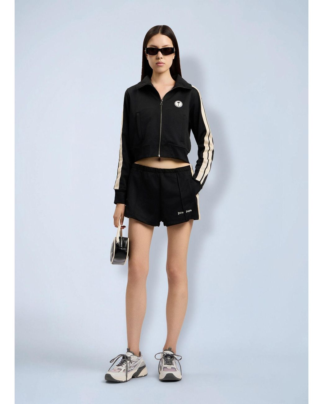 Palm Angels Black Tree Logo Crop Track Jacket