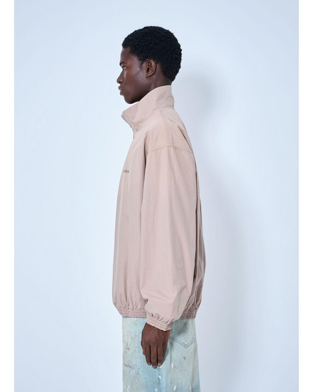 Acne Natural Logo Printed Zip-Up Jacket