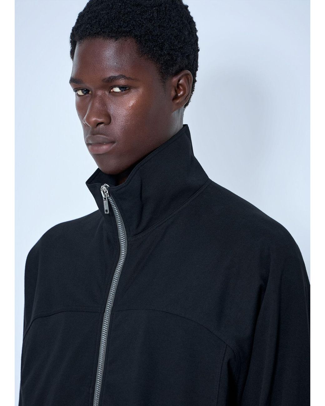 Rick Owens Blue High-Neck Zip-Up Jacket for men