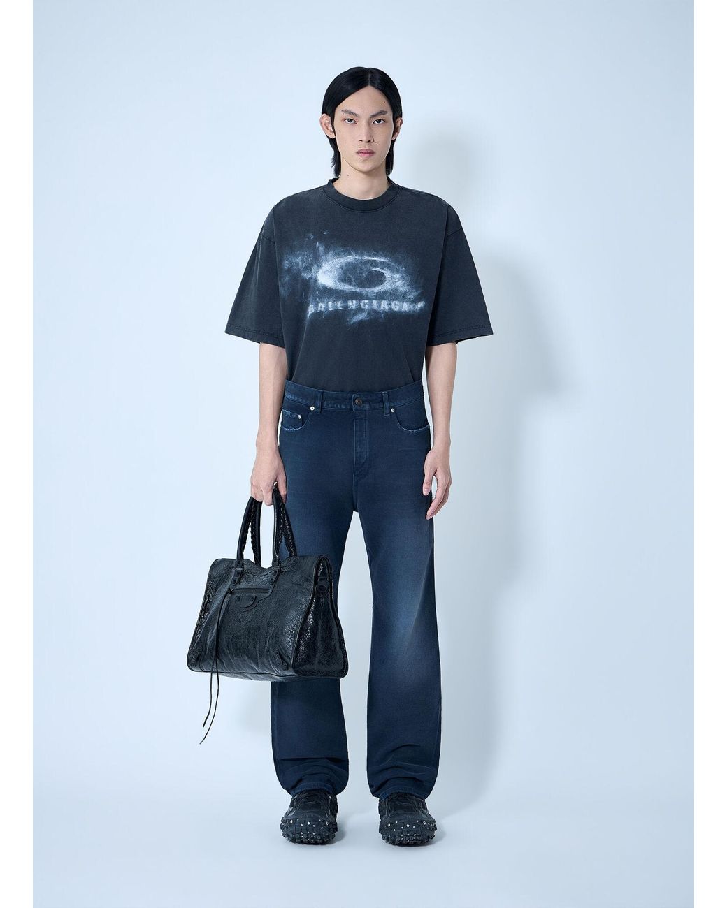Balenciaga Blue Medium Fit T-Shirt for men